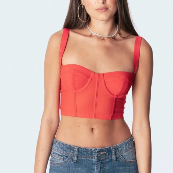 Edikted Tops - Edikted teagan red corset going out top trendy and cute
